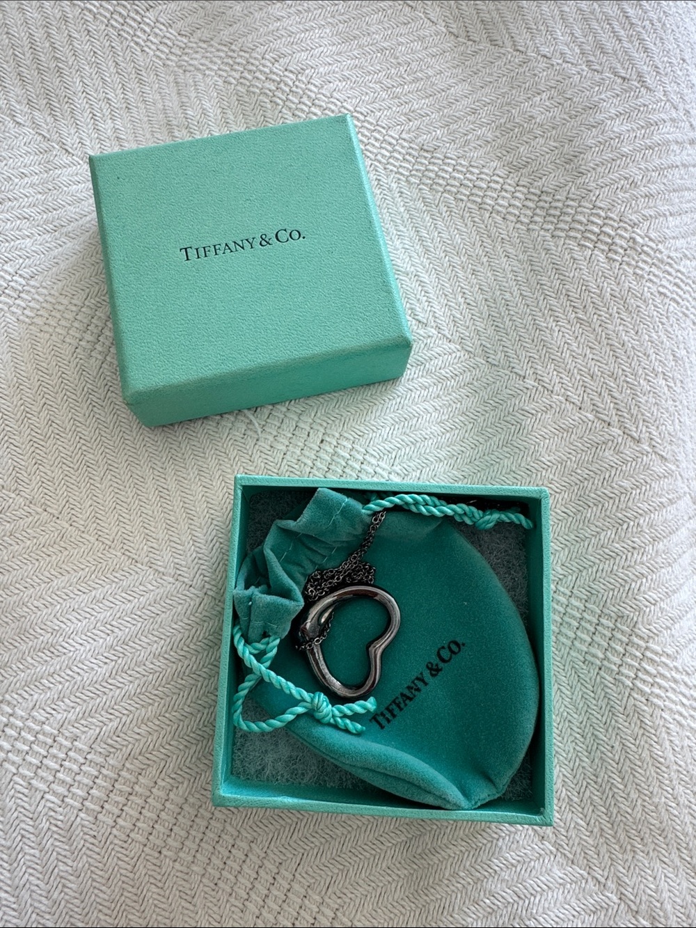 Tiffany & Co. Elsa Peretti Open Heart Necklace - Tiffany Blue/Silver